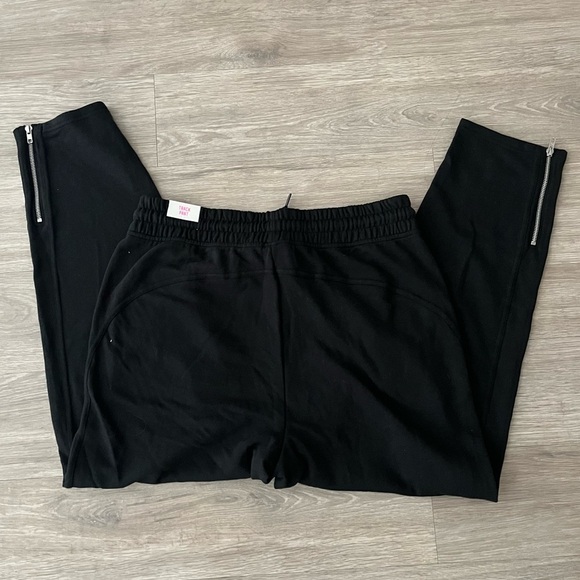 NWT Victoria’s Secret PINK Terry Black Ankle Zip Track Pant Jogger Size XL - Picture 6 of 9